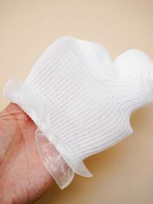 3 Pairs Baby White Ribbed Ruffle Socks, Breathable All-Season Back To School Socks, Princess Style Girly Socks For Girls - White - View 4