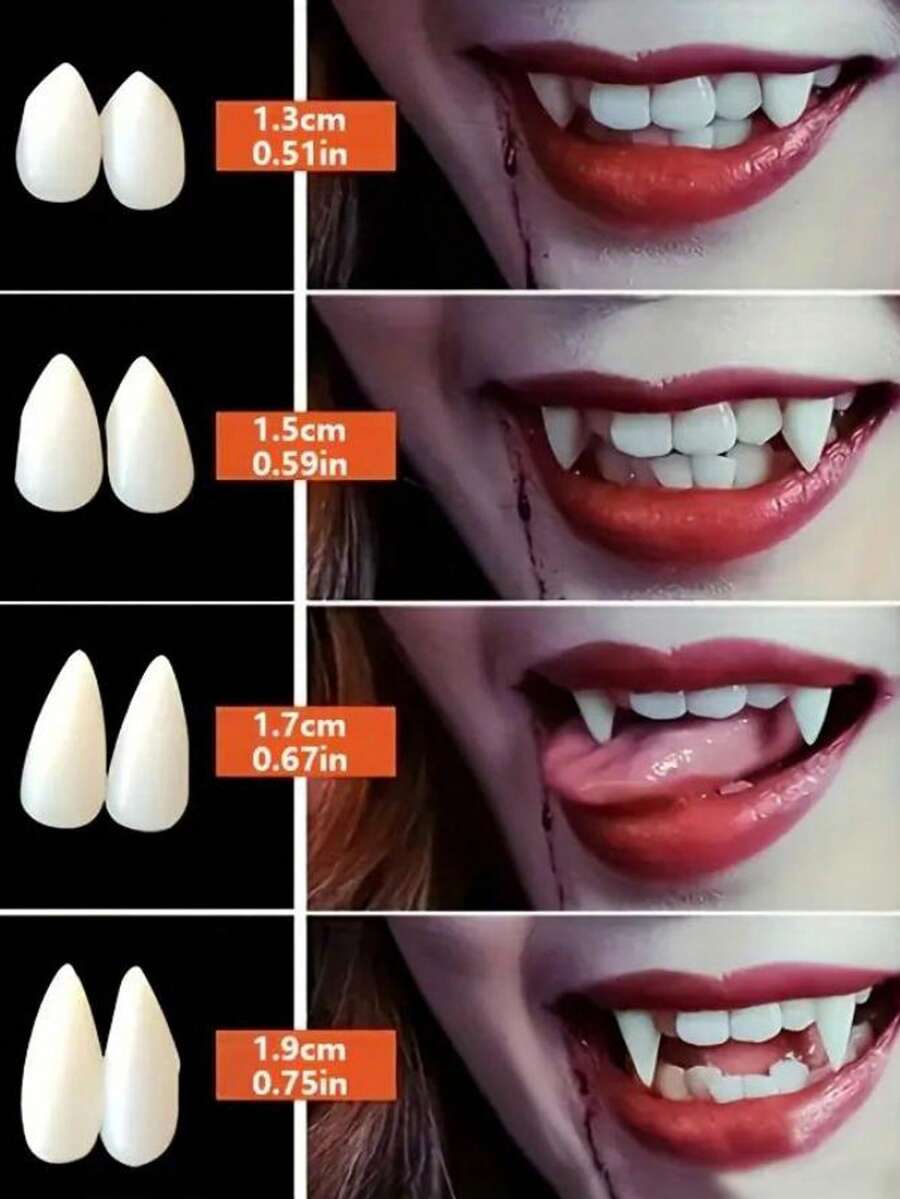 THATBOY Decorative Makeup Party Prank Resin Fangs, Halloween Vampire/Zombie Theme, Simulation Teeth Prop Set, 8pcs/Set, With A Toothpaste-Shaped Prop Included
