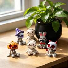 4pcs Resin Mummy Skeleton Demon Rabbit Mini Figurines, Dark Halloween Style, Suitable For Men And Women Desktop, Car Dashboard Decoration, Create Atmosphere, Perfect As Creative Holiday Gift - Multiple Styles - View 9