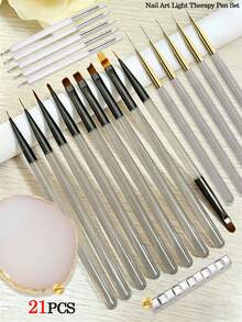 15/3/1pc Professional Nail Art Tool Set And Eyeliner Brush Set, With Fine Brush, Suitable For Gel Nail Art - Multicolor - View 2