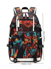 Colorful Graffiti Print Waterproof Laptop Backpack, Street Fashion Casual Daily Use Bag, Large Capacity Travel Backpack, Suitable For Outdoor Sports, Vacation, Daily Commute And Campus Life - Multicolor - View 5