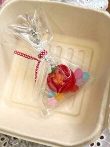 Cute Summer Fruit Bag Keychain, Sweet Strawberry Pendant For Girls, Bag & Phone Charm. Parts Color And Quantity Shipped Randomly. - Silver - View 12