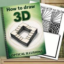 3D Optical Illusion Painting Tutorial Notebook, Learn To Draw Complex 3D Pattern Artworks, Spiral Bound, Suitable For Adult Leisure And Stress Relief, Multiple Styles Available (Pen Not Included) - Single Piece - View 7