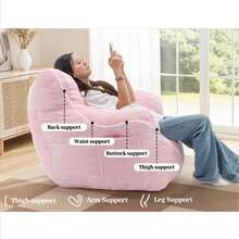 Bean Bag Chair , Small Comfy Beanbag Lounge Floor Sofa Reading Chair With Armrests, Mini Cloud Sofa For Living Room, Bedroom And Game Rooms, Plush Chair With Memory Foam Pink - Pink - View 6