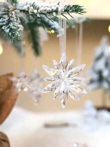 Christmas Transparent Icicle Snowflake Decorations Acrylic Snowflake Icicle Christmas Decor Suitable For Room Decoration Bathroom Decoration Home Decor - Clear - View 5