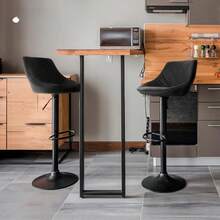 Sillas de Bar y Barra de Cocina con Respaldo y Reposapies de Altura Ajustable - Bancos Taburetes para Bar con Asiento Acolchado Diseño Elegante Set de 4 Piezas Negro + Kit de Armado - Blanco - Ver 4