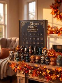 31 Nights Of Fright Halloween Countdown Box - 30 Days Advent Calendar With 30 Collectible Gothic Mini Figures, Spooky Pumpkin Skull Toy Surprise Box, Fall Halloween Party Decorations - Multicolor - View 4