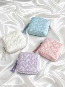 Portable Period Bag Menstrual Pad Tampon Storage Bags Multifunctional Heart Symbol Makeup Bag For Holiday Back To School Travel Essentials Accessories - Multicolor - View 5