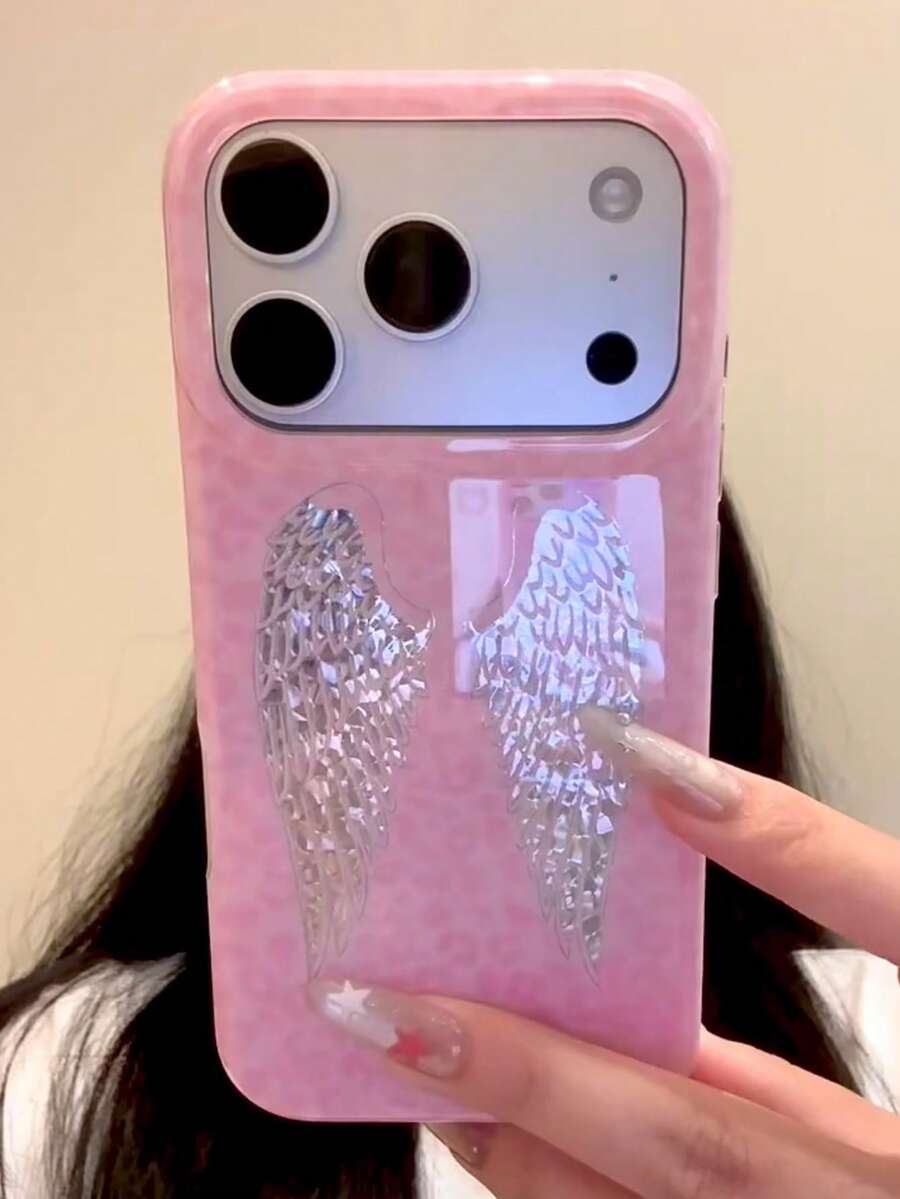 Personalized Sweet Cool Leopard Print Sequin Wing Phone Case Compatible With Apple 17 Pro Max New Korean Ins Style Atmosphere 16/15 Niche Creative Premium Full Coverage Shockproof - Multicolor - View 1