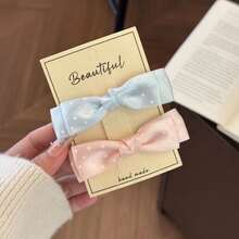 4pcs Polka Dot Bow Fabric Alligator Hair Clips, Sweet Girl Side Hair Clips, Korean Ins Style Fresh Bangs Clips, Women's Hair Accessories - Multicolor - View 3