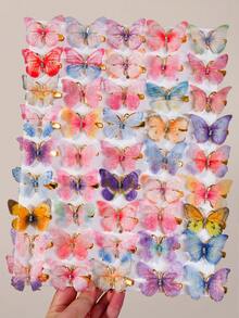 20pcs Girls Rhinestone Mesh Fairy Double Layer Faux Butterfly Hair Clips Elegant Sweet Versatile Cute Head Accessories Top Clip Back Clip Side Clip Duck Mouth Clip Daily Use - Multicolor - View 8