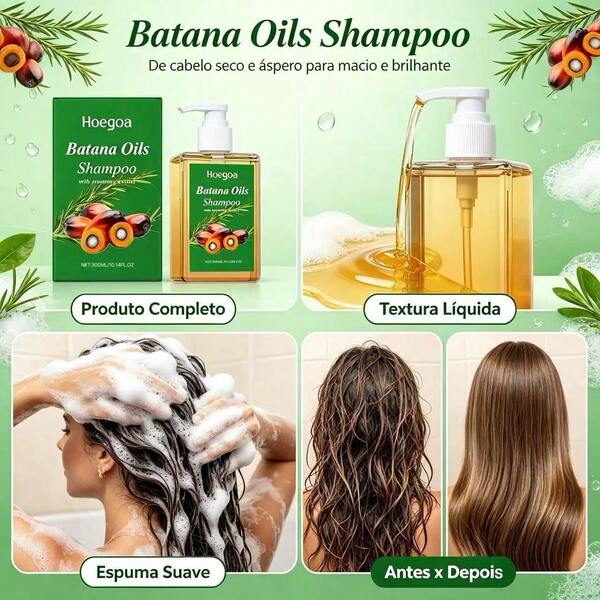 Batana Hair Care Shampoo 300ml - Batana Hair Care Shampoo Can Strengthen Hair Roots, Control Oil, Increase Hair Shine, Deep Clean Hair, Solve Hair Odor Problems, Make Hair Elastic, Improve Dry And Frizzy Hair, Long-Lasting Fragrance, Enhance Hair Luster, High Purity Plant Extract Shampoo.