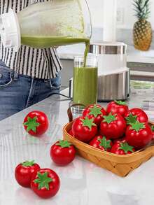 8/10PCS Artificial Tomatoes, Simulated Fruits And Vegetables, Suitable For Home, Kitchen, Festival, Party, Photography, Prop Decoration - Red - View 6