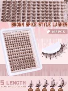 3/2/1 Set High-Quality Brown Natural Thin Eyelash Clusters, Anime Style Eyelash Clusters, Spiky Eyelash Extensions, C Curl Single Eyelash Extensions, Spiky Single Eyelash Extensions, 8-16mm Flat Base Eyelash Clusters, DIY Home Eyelash Extensions - D - View 6
