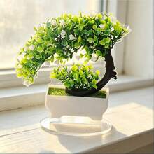 2D Flat Printed Acrylic Material 1pc - Artificial Plant Small Potted Bonsai, Fake Flower Small Tree Grass Ball Bonsai, Home Living Room Desktop Decor Small Ornament Set, Artificial Plant, Home Decor, Room Decor, All Season Use - White - View 9