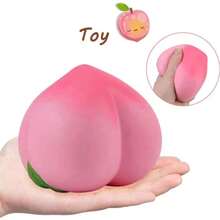 Peach Squeeze Toy, Slow Rebound Stress Relief Squishy, Slow Rebound Fruit Stress Relief Squeeze Toy, Decompression Gift Decor, PU Realistic Food Prank Toy - Multicolor - View 10