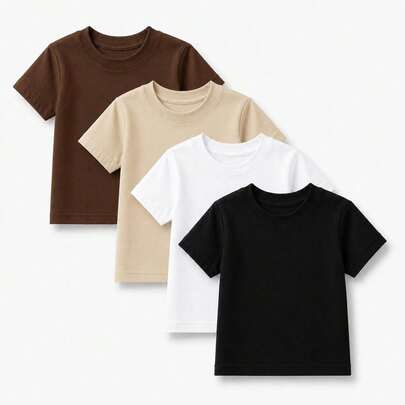 Kit 4 Camiseta infantil Básica lisa blusa 100% algodão meninas e meninos unissex