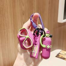 Cute Mini Diving Gear Silicone Keychain Set With Carabiner, Scuba Mask Fins Tank Charm Key Ring, Summer Bag Pendant Gift For Women - Multicolor - View 6