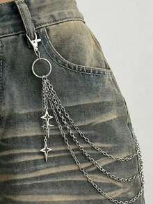 Men's Starry Sky Multi-Layer Alloy Waist Accessory Pant Chain - Small Star - View 4