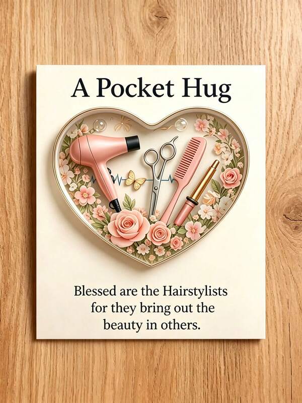 1/3pcs Transparent Hairstylist "Pocket Hug" Cards - 3D DIY Heart-Shaped Transparent Inspirational Cards; Suitable For Christmas, Wedding, Valentine's Day, Birthday, Barber Gift, Stylist Appreciation And Similar Occasions; Transparent Decorative Cards Printed With Inspiring Messages.