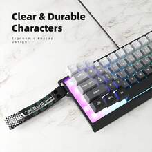 Teclado con cable 60% transparente, sin teclado numérico, con teclas contorneadas, teclado mini para juegos de 61 teclas, equipado con efecto de retroiluminación RGB genuino, cable de datos TYPE-C desmontable, adecuado para jugadores de PC, mecanógrafos, fácil de transportar - Gris - Ver 5