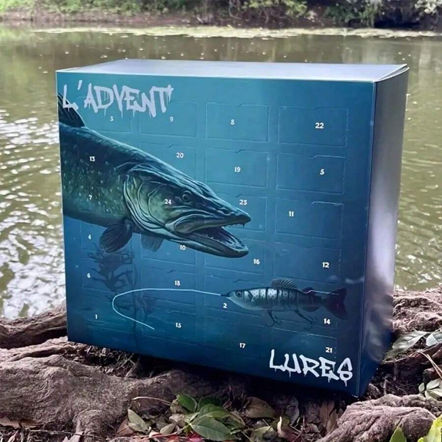1pc Fishing Halloween, Christmas Holiday Calendar - Halloween And Christmas Gifts For Fishing Enthusiasts, Includes Fishing Lures And Accessories, Suitable For Men, Boyfriend, Brother, Random Style - Blue - View 1