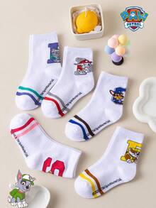 1/5/10 Pairs Paw Patrol Kids Socks Cute Puppy Winter Letter Mid-Calf Socks Fun Christmas Gift Children Socks - Multicolor - View 4