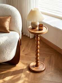 1pc Round Side Table, Sofa Side Table, Coffee Table, Storage Rack, Indoor Plant Stand, Classic Small Living Room Side Table, Wooden Corner Side Table, Suitable For Living Room Or Bedroom, Modern Furniture, Fashionable And Minimalist - Multicolor - View 7