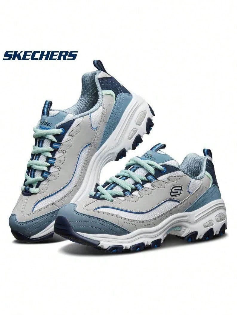Sepatu Skechers D'Lites Retro Panda, Sepatu Tebal, Sepatu Hak Platform, Sepatu Olahraga dan Kasual - Abu-abu biru - View 1