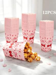 24/12個櫻桃主題爆米花盒，11.5X7X5.5CM，甜美清新風格/糖果盒/收納盒/爆米花盒，適用於生日/派對/節日/開學/婚禮 - 櫻桃A - 查看 14