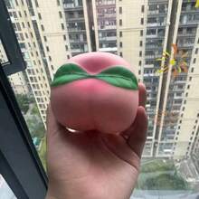 Peach Squeeze Toy, Slow Rebound Stress Relief Squishy, Slow Rebound Fruit Stress Relief Squeeze Toy, Decompression Gift Decor, PU Realistic Food Prank Toy - Multicolor - View 12