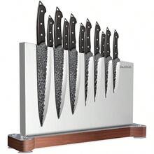 Large Magnetic Block Holder Without Knives Kitchen Counter, Stainless Steel Material Magnetic Storage Stand Rack With Strong Double Sided Magnet And Wood Base - 16.15x 11 Inches - Multicolor - View 1