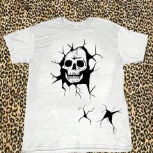 Weißes T-Shirt mit gebrochenem Schädel, Herrenbekleidung, bequem, atmungsaktiv und geeignet für den täglichen Gebrauch. - Form - Übersicht 1