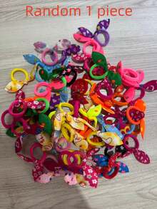 20pcs Rabbit Ear Hair Scrunchies, Cute Bow Hair Ties, Towel Ring Elastic Hair Bands (Random Style) - Multicolor - View 5