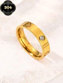 2026 New 14K Gold Plated Lucky Four-Leaf Clover Ring, Fashion Creative Design, Waterproof Stainless Steel Material Never Fade, Suitable For Daily Wear, Party And Mother's Day Gift - Silver - View 5