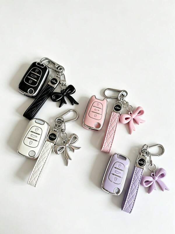 Keychain Butterfly Pendant + Key Pouch Suitable For Beijing Key Cover, Lingdong, Langdong, Mingtu, Sonata, Reina, Ix25, Yue Na, Tusen Car Shell Buckle TPU Soft Shell Protective Case, Protect Your Car Key From Scratches.
