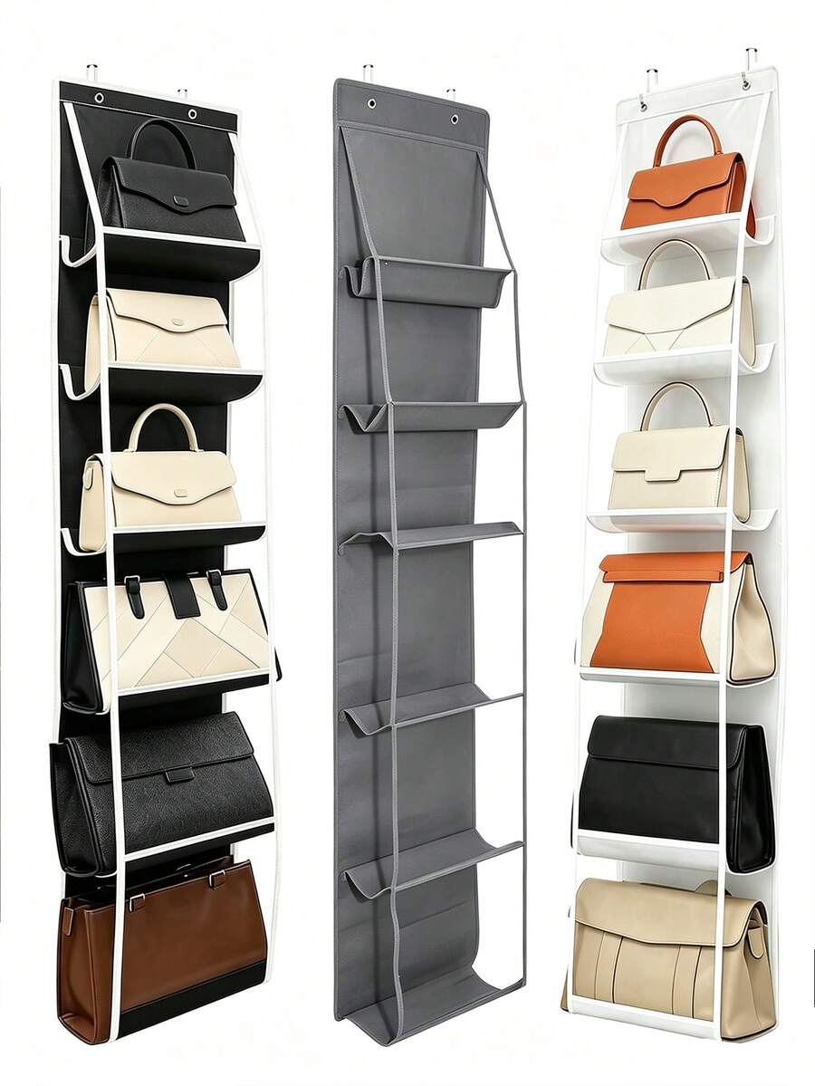 Hanging Large Capacity Handbag Organizer, Multi-Layer Dust-Proof Storage Bag, Foldable Hanging Leather Bag Organizer, Suitable For Storing Towels, Bags, Scarves And Clothes - Closet Shoe Rack And Accessories Storage, Storage Solution, Bathroom Storage, Closet Storage - Multicolor - View 1