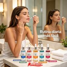 MORE BEAUTY Kit de Serum Facial 3 en 1 con Vitamina C, Ácido Salicílico BHA y Ácido Hialurónico HA, Suero Aclarante  y Antiarrugas para Minimizar Poros e Hidratación Profunda, Kit de Cuidado Facial Completo para Todo Tipo de Piel--30ml/botella - MH-5376-HA - Ver 3