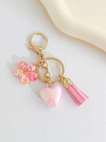New Demon Eye Pink Heart Resin Keychain Flower Pendant DIY Bag Charm Decoration Best Friend Women's Keychain Gift - Multicolor - View 11