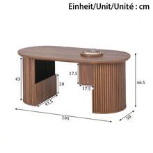 Modern Retro-Style Coffee Table, Walnut Coffee Table With Vertical Texture, Dimensions: 105 Cm (Length) X 50 Cm (Width) X 46.5 Cm (Height). - 棕色 - 查看 3