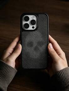 1pc Black Base Dense Tiny Sparkling Star Rhinestone Phone Case, Shockproof Anti-Scratch Protective Cover, Elegant Luxury Daily Accessory, Premium Gift Compatible With IPhone 11 12 13 14 15 16 17 Pro Max, Halloween Gift - Multicolor - View 2