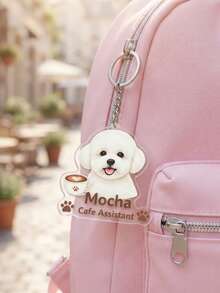 1pc Customized Photo Pet Profession Keychain, Personalized Dog Cat Portrait Acrylic Key Ring, Custom Text Pet Profession Title Keychain, Veterinarian Firefighter Coffee Shop Pet Customized Photo Keychain, Pet Memorial Angel Key Ring, Backpack Charm, Pet Owner Gift, Dog Cat Lover Gift - Multicolor - View 11