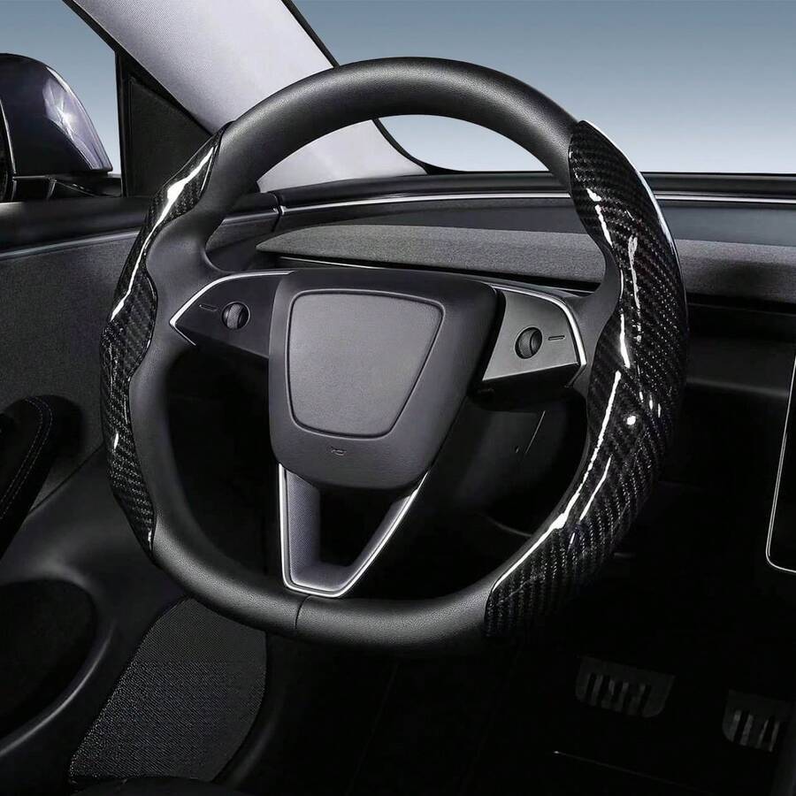 2件裝防滑碳纖維風格方向盤套,通用型汽車方向盤套 - A - 查看 1