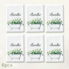 2件組綠色植物圖案裝飾手巾，印有 Breathe & Relax 英文文字，適用於浴室、廚房、客房浴室與居家裝飾 - 彩色 - 查看 13
