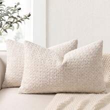 1pc Chenille Decorative Pillow Cover, Soft Woven Texture Luxury Cushion Cover For Bed And Living Room Sofa - Beige - View 6