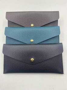 1 buah Dompet Amplop Uang yang Dapat Digunakan Kembali, Dompet Panjang Minimalis Warna Polos, Dompet Kasual Modis, Tempat Kartu Amplop Multifungsi, Cocok Untuk Pria dan Wanita (Kancing, Warna Bagian Dalam Acak) - MultiWarna - View 32