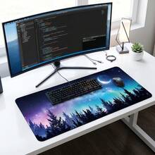 Großes erweitertes Gaming-Mauspad mit mystischem Aurora-Nacht-Himmel-Design, rutschfeste Gummibasis, glatte Gleitfläche, multifunktionale Schreibtischunterlage für Computer, Büro, Zuhause und Studium, abstrakte Universum-Desktop-Dekoration - A - Übersicht 9