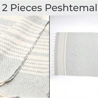 2 Pieces Turkish Beach Towel, Wicker Peshtemal, Peshtemal Beach Towel, Dokubba Peshtemal, Compact, Lightweight, Traditional Turkish Towel 90x180 Cm