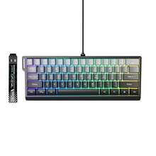Teclado con cable 60% transparente, sin teclado numérico, con teclas contorneadas, teclado mini para juegos de 61 teclas, equipado con efecto de retroiluminación RGB genuino, cable de datos TYPE-C desmontable, adecuado para jugadores de PC, mecanógrafos, fácil de transportar - Gris - Ver 9