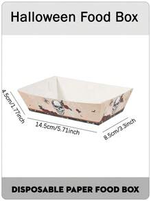 20/24/30/50/100PCS Halloween Paper Food Trays,Disposable Snack Boxes With Gothic Skull, Red Roses,Spiders And Spider Web Print On Beige, Serving Trays For Popcorn,Candy, Fries,Nachos,Hot Dogs,Cookies,Desserts, Gothic Tablescapes And Halloween Buffets - Multicolor - View 6